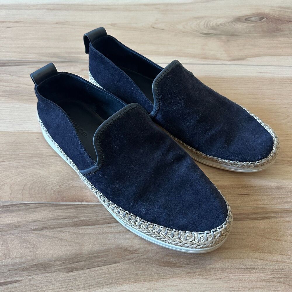 Vince Womens Silas Suede Blair Mule Slip-on Sneaker Loafers Espadrilles Black 8M